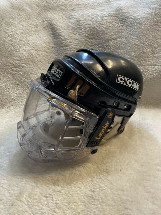Vintage Ccm Ht922 Hockey Helmet Black W/leader Shield Philadelphia Flyers Logo