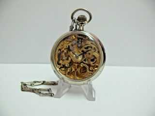 Unique Ω Omega Skeleton Gents Pocket Watch,  15 Jewels No Reserved