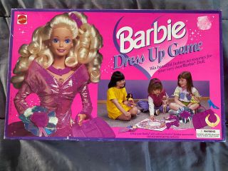 Vintage 1995 Mattel Barbie Dress Up Board Game Complete Set W Three Extra Bows