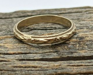 Vintage 10k Yellow Gold Band Baby Child Etched Ring Size 0 Signed Db