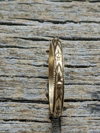 Vintage 10K Yellow Gold Band Baby Child Etched Ring Size 0 Signed DB 3