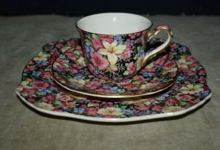 Royal Winton Porcelain Trio - Teacup & Saucer W/plate – Chintz Design - Florence