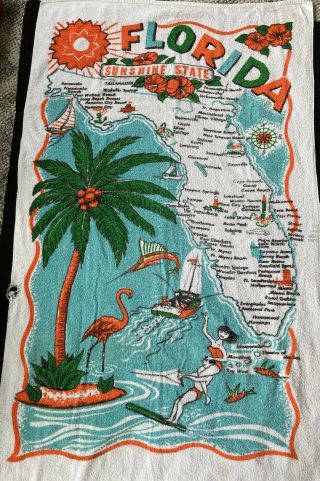 Florida Souvenir Beach Towel - Vintage Pre Disney 2