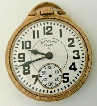 1952 Elgin B.  W.  Raymond Railroad Grade 571 Pocket Watch 21j,  16s Gold Filled Of