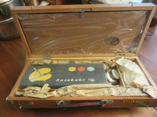 Vintage Kusakabe Student Artist Oil Paints (10) And Accessories In Wood Box 1969