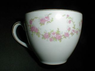 3 Alfred Meakin England Glo - White Pink Roses Swags Teacups Cups_three Upst