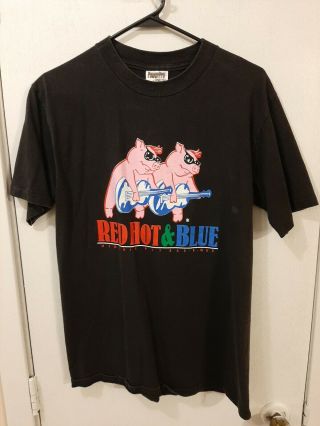 Vintage Red Hot And Blue Memphis Pit Bbq T - Shirt Mens Size Medium.  Single Stitch