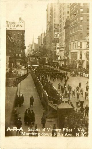 Wwi Victory Parade,  Rppc,  5th Av Manhattan,  York City,  Nyc,  Vintage Postcard