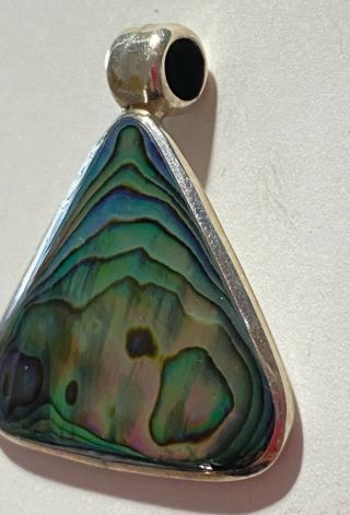 MARKED 925 Sterling Silver Vintage Abalone Shell Pendant Necklace 8.  1 gram S342 3