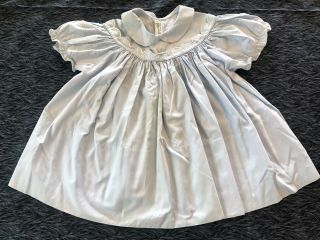 Vintage Handmade Feltman Bros Cotton Baby Dress Light Blue Size 12 Months