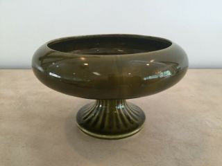 Vintage Floraline Usa Pottery By Mccoy Planter 430 Olive Green Round Pedestal
