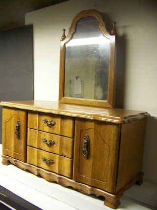 Vintage Wood Musical Jewelry Box,  9 Drawers With 8 - 1/2 " X 11 " Mirror.