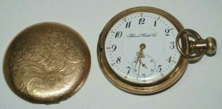 Vtg Illinois Watch Co 14k Gold 15 Jewel Pocket Watch Broken Hinge