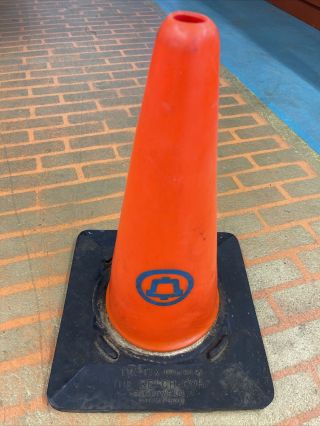 Vintage 18” Orange Bell South Construction Traffic Cone Tri - Tix Rubber Cone