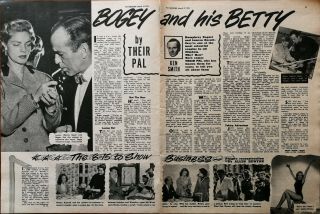 Humphrey Bogart Lauren Bacall Bogey And His Betty Vintage Film Star Article 1955