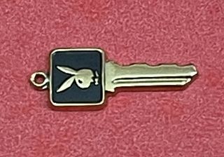 Vintage Playboy Bunny Key Sterling Silver Pendant Charm Very Small Rare Euc