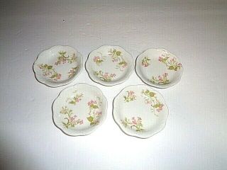 5 Vintage Johnson Bros.  Royal England Semi Porcelain Butter Pats W/ Pink Florals