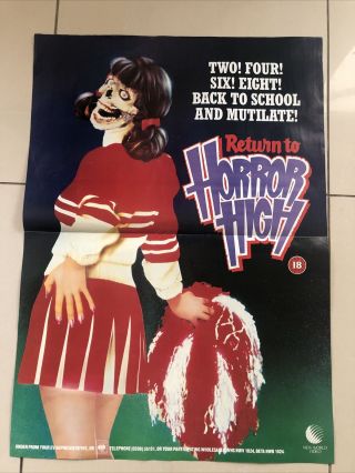 Return To Horror High Film Pull Out Shop Video Poster 1987 26” X 23”
