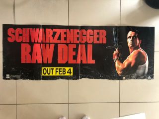 Raw Deal Schwarzenegger 1987 Video Film Shop Pull Out Poster 46” X 17”