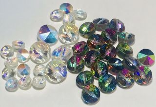 39 Piece Vintage Swarovski Crystal Beads Medium Vitrail Ab Rivoli
