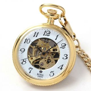 Royal London Pocket Watch Jewelled Mechanical Skeleton 90002 - 02 Rrp £99.  99