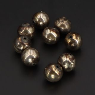 Vtg Sterling Silver - Set Of 9 Solid Ball Beads Bracelet Charms - 17g