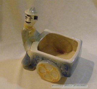 Rare Vintage Shawnee Pottery Tony The Peddler With Handcart Planter