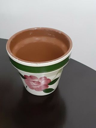Vintage Stengel Pottery Hand Painted Flower Trim Planter Pot 5 3/4 "