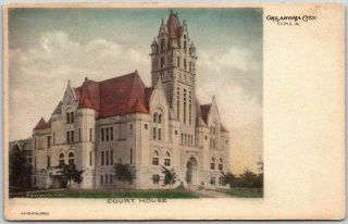 Vintage 1910s Oklahoma City Postcard " Court House " Hand - Colored Albertype