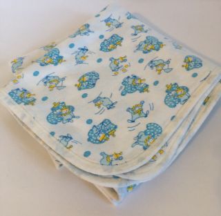 Vintage Carters Baby Blanket Clowns Bears Dots Blue Yellow Cotton