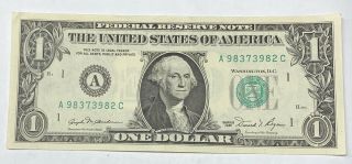 Series 1981 One Dollar Bill Federal Reserve Note.  $1 Us Vintage Currency.