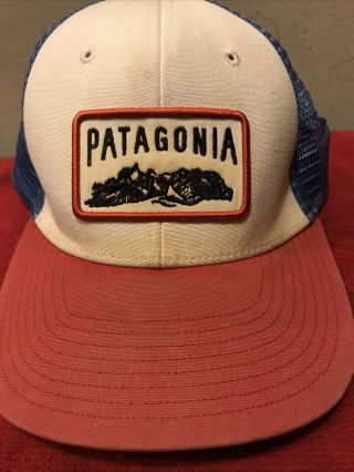 Vintage Patagonia Red,  White And Blue Trucker Mesh Snapback Hat Cap