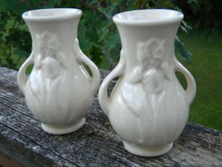 Vintage Ivory Shawnee Pottery Mini Vases