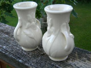 Vintage Ivory Shawnee Pottery Mini Vases 2