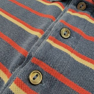 Vintage Men ' s Lacoste Polo Shirt Striped Men ' s XL Blue Red Cream 3