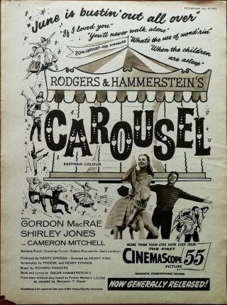 Carousel Gordon Macrae,  Shirley Jones,  Cameron Mitchell Vintage Film Advert 1956