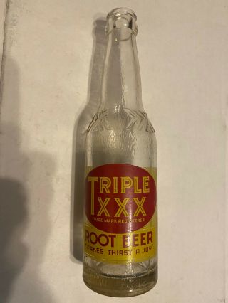 Vintage Embossed Triple Xxx Root Beer Bottle 8 Oz Galveston Texas