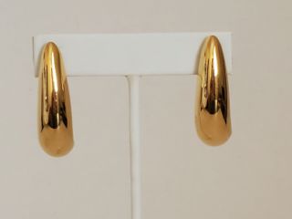 Vintage St.  John Gold Plated Long Half Hoop Style Pierced Earrings
