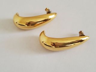 Vintage St.  John Gold Plated Long Half Hoop Style Pierced Earrings 2