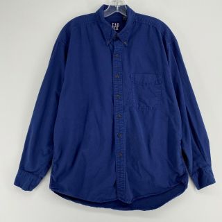 Vintage Gap Mens Large Navy Blue Oxford Button Down Long Sleeve Shirt