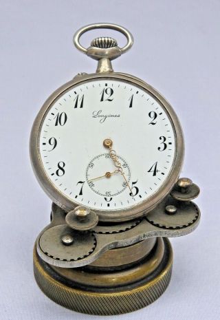 1907 Longines 800 Silver 4 Grand Prix Pocket Watch 12 Size,  15j,  Pin Set -