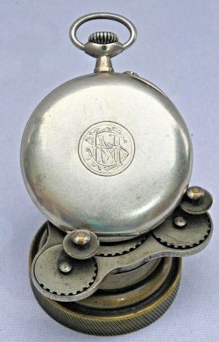 1907 Longines 800 Silver 4 Grand Prix Pocket Watch 12 Size,  15j,  Pin Set - 3