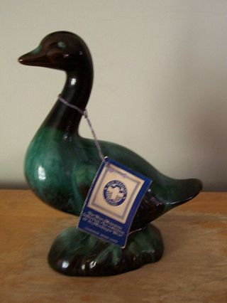 Vintage 8 1/2 " Blue Mountain Pottery Sitting Duck/goose With Tag