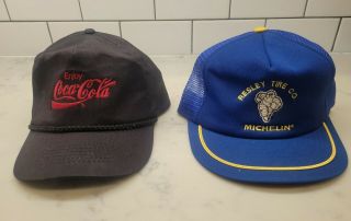 Vintage Truckers Hats/caps Michelin Coca Cola Snap - Back