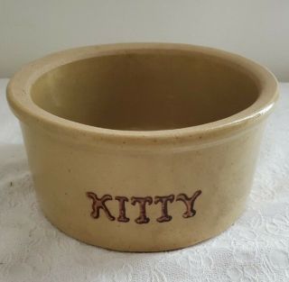 Vintage Roseville Rrp Co Kitty Stoneware Short Crock Bowl Dish Pottery Beige 6 "