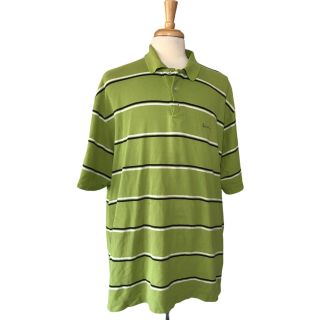 Vintage Karl Kani Gold Green Striped Short Sleeve Polo Shirt 2 Pac Mens Size 3xl