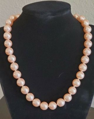 Vintage Estate Jewelry Kjl Kenneth Jay Lane Pink/peach Glass Faux Pearl Necklace