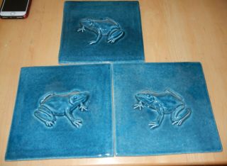 3 Aqua Blue Green 3d Frog Tiles 8 " X 8 "