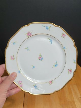 Haviland & Co Limoges Salad Plate 8 1/2 Inches White Scattered Pink Blue Flowers