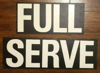 2 Vintage Metal Self - Full Service Gas Station Signs - Double Sided - Oil Sign